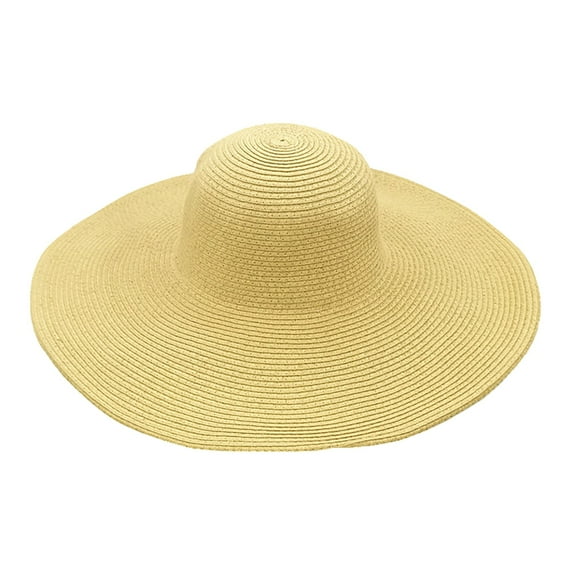 Lroveb Sun Hats for Women Summer Beach Womens Hat Collapsible Large Solid Color Outdoor Vacation Visor Foldable Floppy Straw Hat