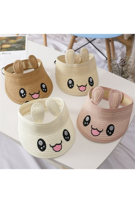Sun Visors for Girls and Boys Children Summer Cute Sunscreen Sunshade Hat Straw Beach Baseball Cap