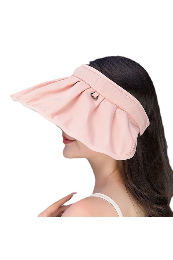 Sun Visors for Women Pure Colored Conch Shape Summer Visor Hats Headbands Wide Brim Roll Up Beach Foldable Baseball Cap