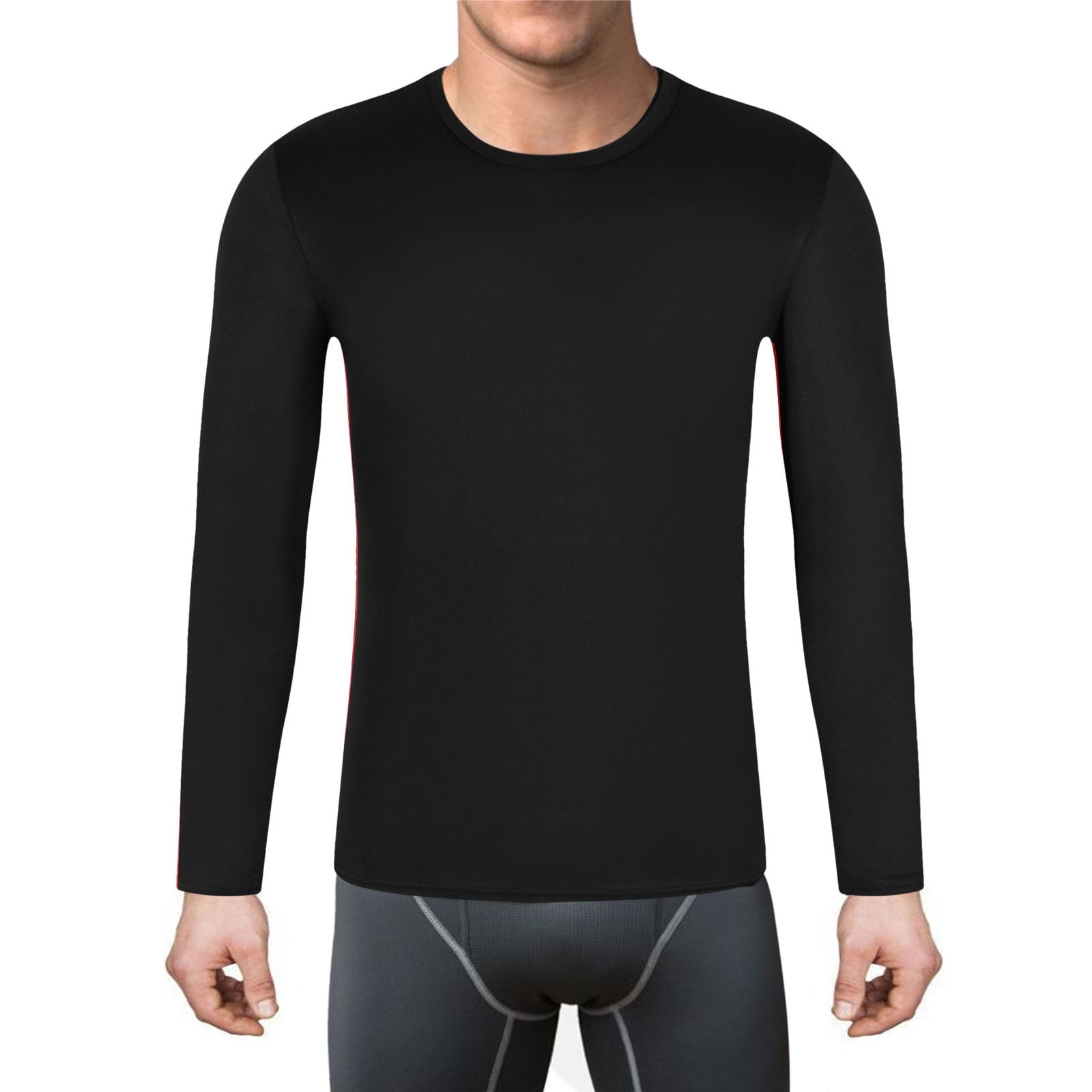 Men's Long Sleeve Cotton T-Shirt - Casual Crewneck Active Workout Top In Black - View #8