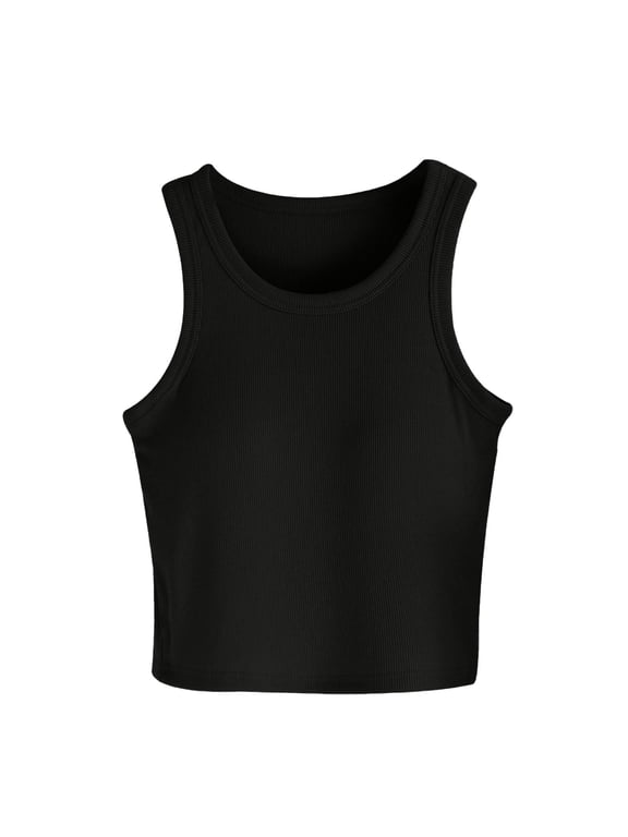 Tank Top with Built in Bra for Women Short I Shaped Vest Chest Cushion Slim Fit Underwear Including Exposed Navel Waist Base Shirt Tank Tops