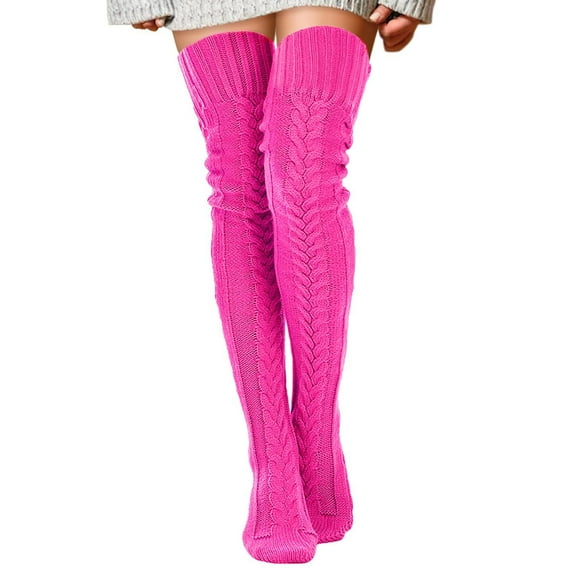 Lroveb Thigh High Stockings for Women Cable Knitted Socks Extra Long Winter Warm Over Knee Boot Stockings Leg Warmers Stockings
