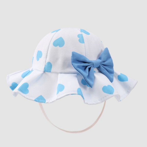Lroveb Toddler Bucket Hats Girls Love Bow Windproof Rope Basin Hat Female Baby Princess Wind Sunshade Fashion Fisherman Sun Hat