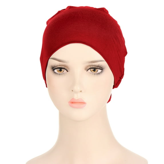 Lroveb Turbans for Women Head Wrap Hijab Womens Reversible Adjustable Beading Braid Hat Muslim Ruffle Cancer Beanie Cap Sleep Caps Satin Lined Hair Bonnets Hat