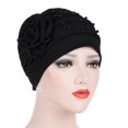thumbnail image 1 of Lroveb Turbans for Women Head Wrap Hijab Beading India Hat Muslim Ruffle Cancer Chemo Beanie Floral Turban Cap Hat, 1 of 2