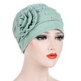 thumbnail image 1 of Lroveb Turbans for Women Head Wrap Hijab Beading India Hat Muslim Ruffle Cancer Chemo Beanie Floral Turban Cap Hat, 1 of 2
