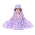 thumbnail image 1 of Lroveb Turbans for Women Head Wrap Hijab Casual Solid Color Fisherman Hat Long Scarf Pearl Chiffon Muslim Headscarf Beanie Hat, 1 of 2