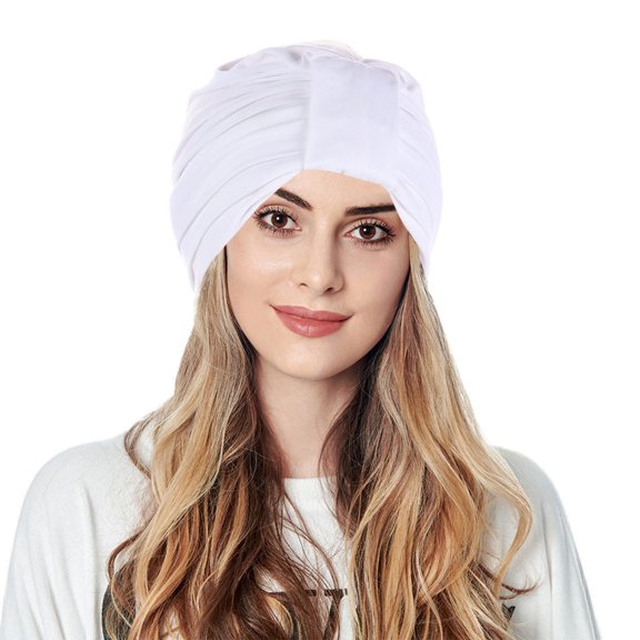Lroveb Turbans for Women Head Wrap Hijab Knot Fashion Pleated Turban Cap Headwrap Sleep Hat Beanie Hat