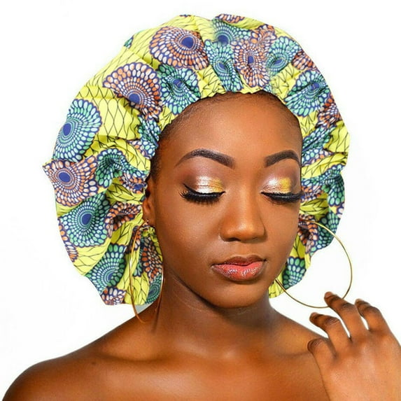 Lroveb Turbans for Women Head Wrap Hijab Satin Lined Bonnet Big Size Beauty Print Silk Sleep Cap Beanie Hat