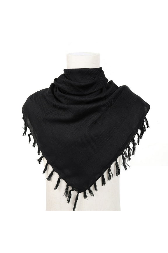 Turbans for Women Head Wrap Hijab Scarf Keffiyeh Hatta Wide with Tassels Shemagh Arab Houndstooth100% Cotton Unisex Scarves Beanie Hat