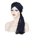 thumbnail image 1 of Lroveb Turbans for Women Head Wrap Hijab Solid India Hat Muslim Ruffle Cancer Chemo Beanie Turban Scarf Cap Hat, 1 of 2