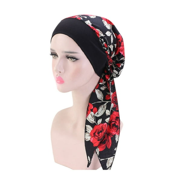 Lroveb Turbans for Women Head Wrap Hijab Womens Casual Loose Print Chemo Beanie Cancer Headwear Turban Cap Hat