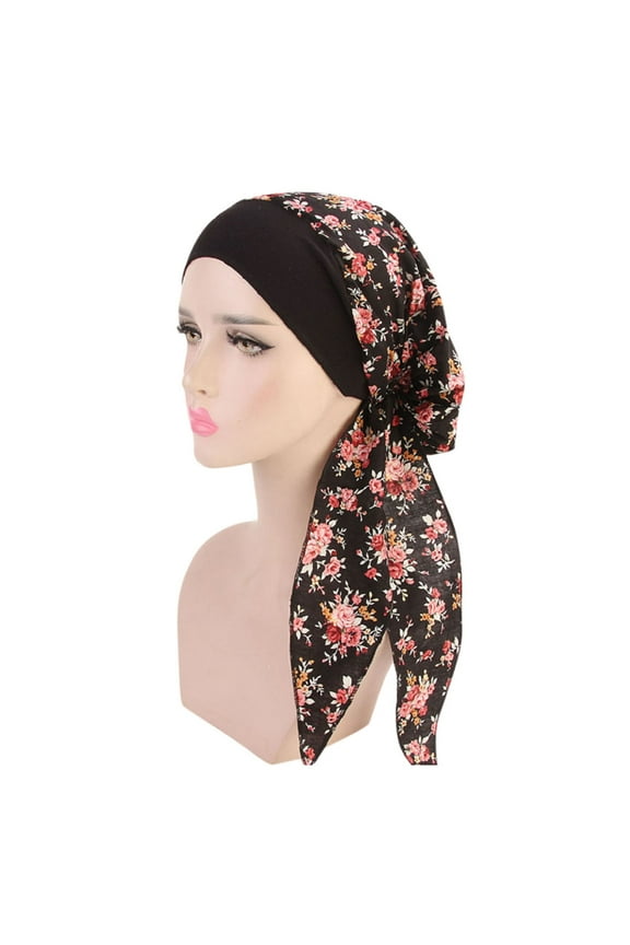 Turbans for Women Head Wrap Hijab Womens Casual Loose Print Chemo Beanie Cancer Headwear Turban Cap Hat
