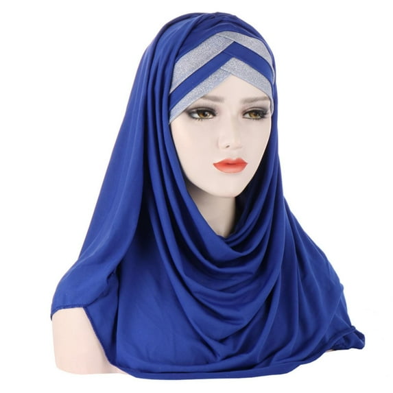 Lroveb Turbans for Women Head Wrap Hijab Womens Eid Al Fitr Colored Forehead Bright Scarf Hat Muslim Headband Beanie Hat
