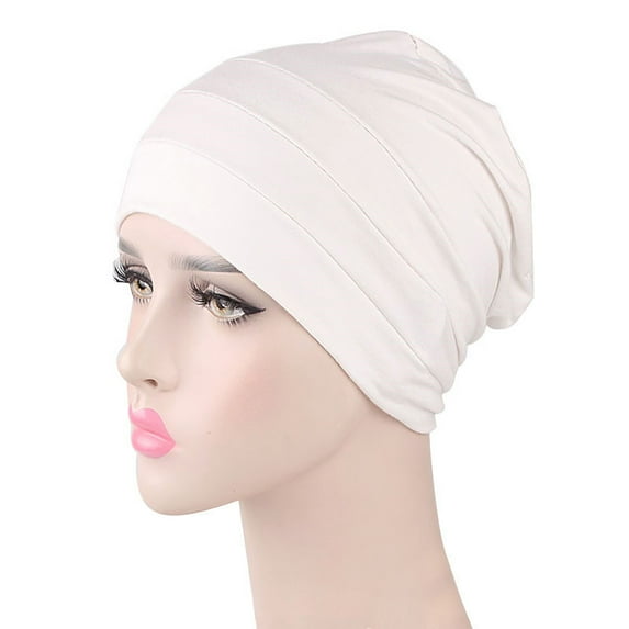 Lroveb Turbans for Women Head Wrap Hijab Womens Solid Cotton Pullover Hat Sleeping Chemotherapy Bottom Muslim Beanie Hat