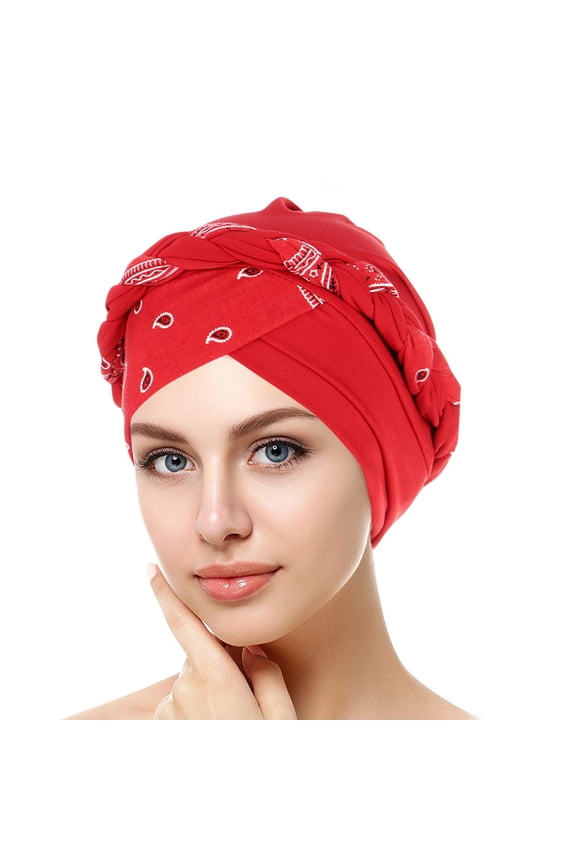 Turbans for Women Headwrap Chemo Cancer Cap Floral Printed Pre-Tied Twisted Braid Hair Bonnet Turban Hat
