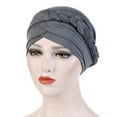thumbnail image 1 of Lroveb Turbans for Women Headwrap Solid Plait India Hat Muslim Ruffle Cancer Chemo Beanie Turban Wrap Cap, 1 of 2