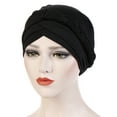 thumbnail image 1 of Lroveb Turbans for Women Headwrap Solid Plait India Hat Muslim Ruffle Cancer Chemo Beanie Turban Wrap Cap, 1 of 2