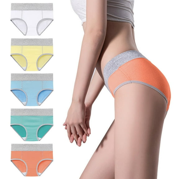 Lroveb Underwear for Women Fashionable And Comfortable Splicing Color 5 Pack Hip Lifting