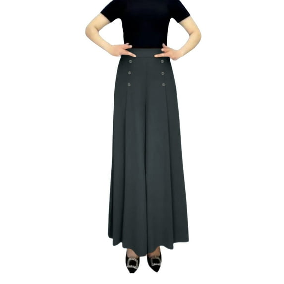 Lroveb Wide Leg Pants for Women Plus Size, Womens High Waisted Culottes Palazzo Pants, Thin Loose Sweatpants Comfortable Jogging Pants With Pockets Casual Black