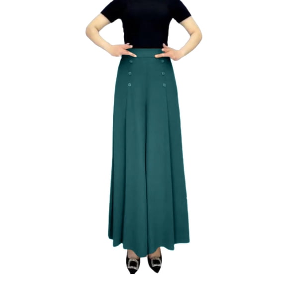 Lroveb Wide Leg Pants for Women, Womens High Waisted Culottes Palazzo Pants, Thin Loose Sweatpants Comfortable Jogging Pants With Pockets Casual Green