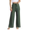 thumbnail image 1 of Lroveb Wide Leg Pants for Women, High Waisted Lounge Pants Womens, Womens Rib Knit Pants Elastic Casual Flowy Sweater Green, 1 of 5