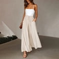 thumbnail image 1 of Lroveb Wide Leg Pants for Women, High Waisted Summer Pants Womens, Womens Pants Flowy Drape Ruffle Drawstring Beige, 1 of 7