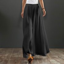 Lroveb Wide Leg Pants for Women, High Waisted Summer Pants Womens, Womens Solid Elastic Pants Waist Black