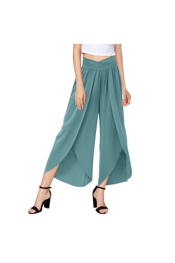 Wide Leg Pants for Women Plus Size, Womens High Waisted Culottes Palazzo Pants, Pants Yoga Hippie Boho Beach Size Green