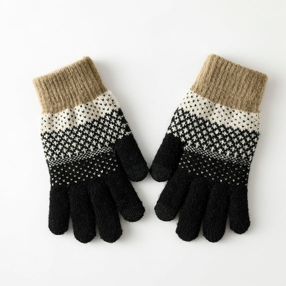 Lroveb Winter Gloves for Women Fleece Lined Screen Gloves Warm Knit Elastic Cuff Men Texting Gloves
