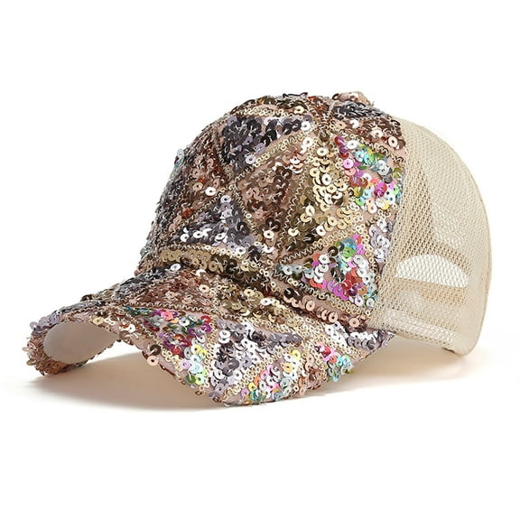 Lroveb Women Men Baseball Caps Sequins Breathable Beach Adjustable Cap Hip Hop Hat Sun Trucker Hat