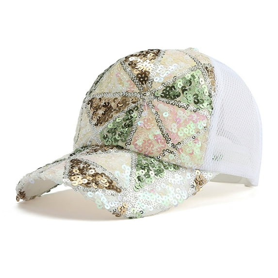 Lroveb Women Men Baseball Caps Sequins Breathable Beach Adjustable Cap Hip Hop Hat Sun Trucker Hat