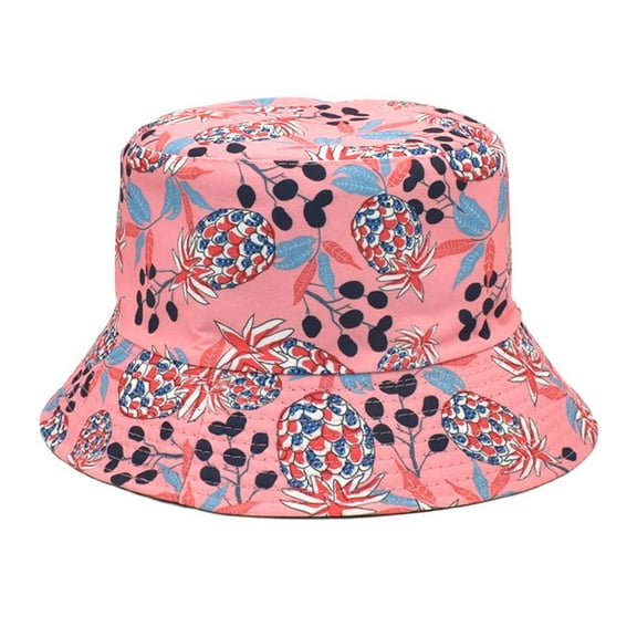 Lroveb Women Men Bucket Hats Casual Summer Printed Outdoor Double Sided Flat Top Sunshade Hat Sun Hat