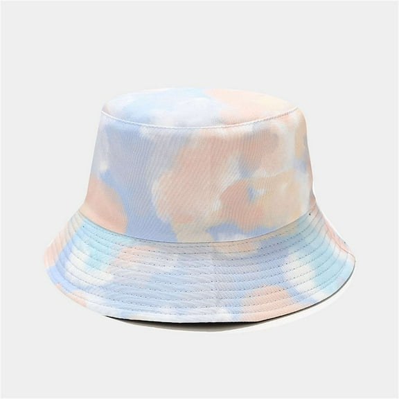 Lroveb Women Men Bucket Hats Unsiex Casual Fisherman Hat 3D Printed Pattern Tie Dye Double Basin Outdoor Visor Sun Hat