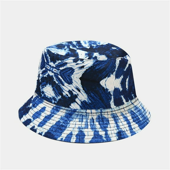 Lroveb Women Men Bucket Hats Unsiex Casual Fisherman Hat 3D Printed Pattern Tie Dye Double Basin Outdoor Visor Sun Hat