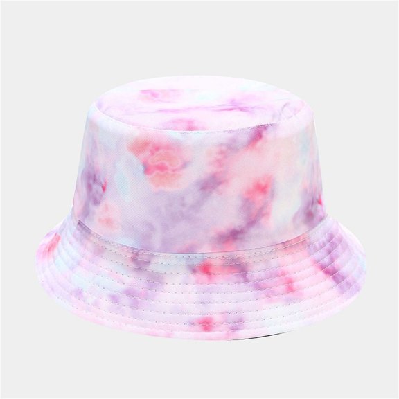 Lroveb Women Men Bucket Hats Unsiex Casual Fisherman Hat 3D Printed Pattern Tie Dye Double Basin Outdoor Visor Sun Hat