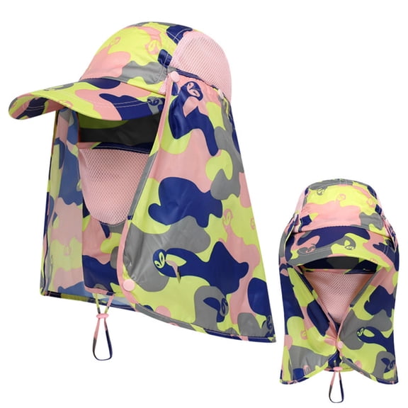 Lroveb Women Men Bucket Hats Womens Mountaineering Fishing Camouflage Hood Rope Outdoor Shade Foldable Casual Hat Sun Hat