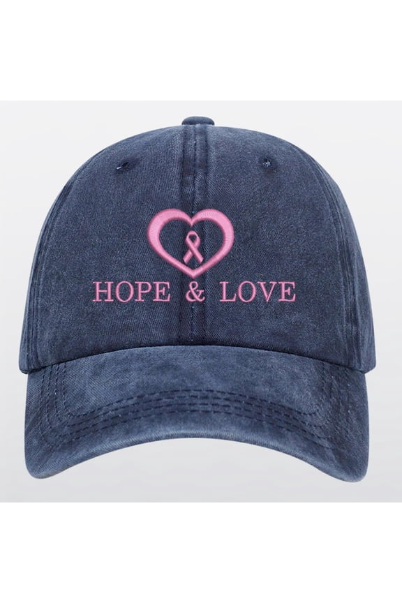 Womens Breast Cancer Awareness Baseball Caps Pink Ribbon Embroidered Hats Trucker Cap Navy