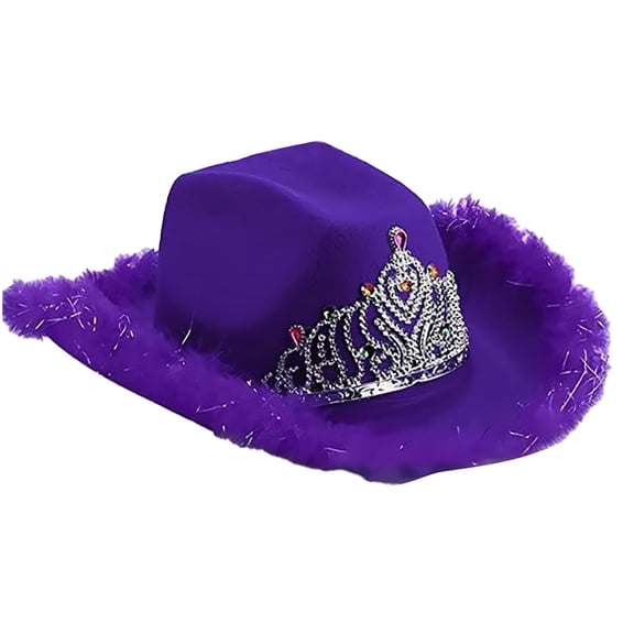 Lroveb Womens Cowboy Hats Sequin Crown Fedora Hat Party Trendy Western Cowgirl Hat