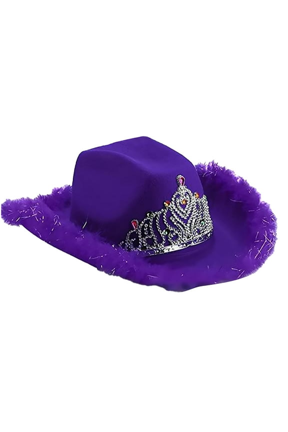 Womens Cowboy Hats Sequin Crown Fedora Hat Party Trendy Western Cowgirl Hat