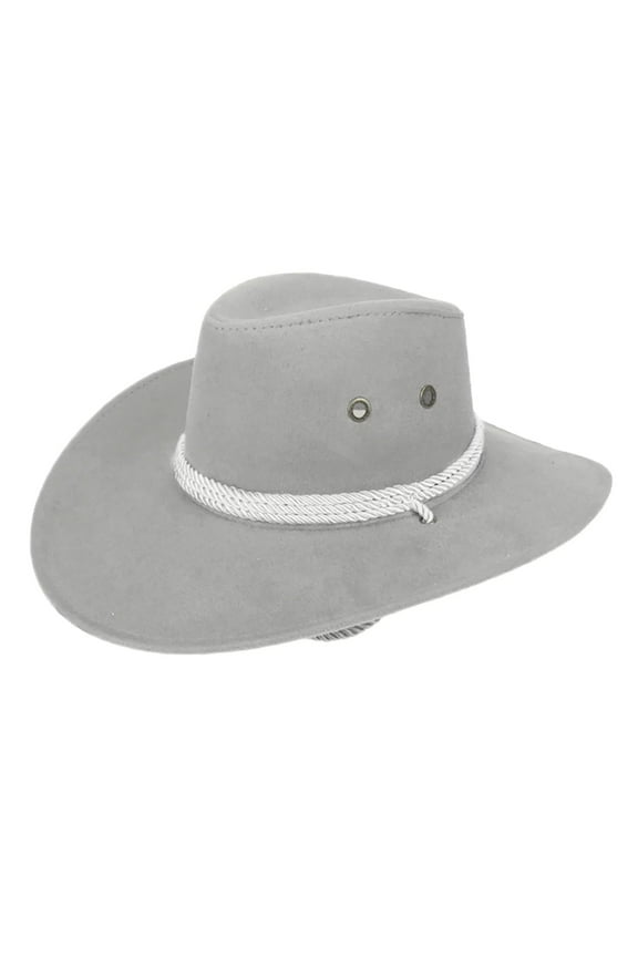 Womens Cowboy Hats Vintage Western Hat Faux Suede with Rope Windproof Wide Brim Jazz Outdoor Summer Camping Fedora Hat