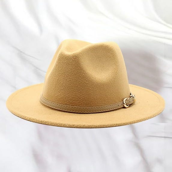 Lroveb Womens Cowboy Hats Western Hat Women Classic Roll Up Buckle Belt Retro Wide Brim Fedora Hat