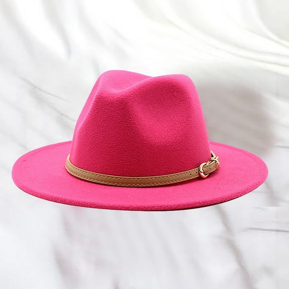 Lroveb Womens Cowboy Hats Western Hat Women Classic Roll Up Buckle Belt Retro Wide Brim Fedora Hat