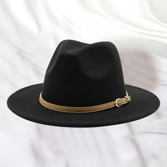 Lroveb Womens Cowboy Hats Western Hat Women Classic Roll Up Buckle Belt Retro Wide Brim Fedora Hat