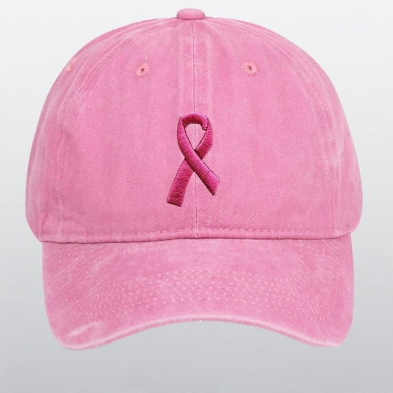 Lroveb Womens Pink Ribbon Embroidered Baseball Caps Breast Cancer Awareness Hats Trucker Cap Pink