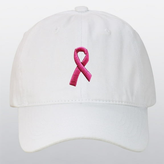 Lroveb Womens Pink Ribbon Embroidered Baseball Caps Breast Cancer Awareness Hats Trucker Cap White