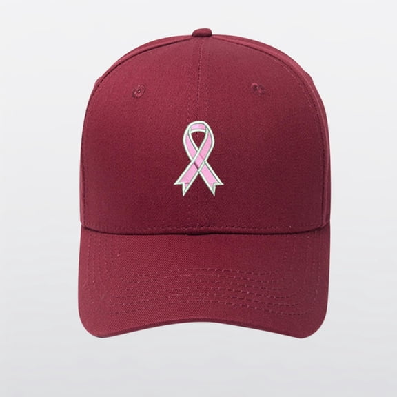 Lroveb Womens Pink Ribbon Graphic Baseball Caps Breast Cancer Awareness Hats Trucker Cap Wine