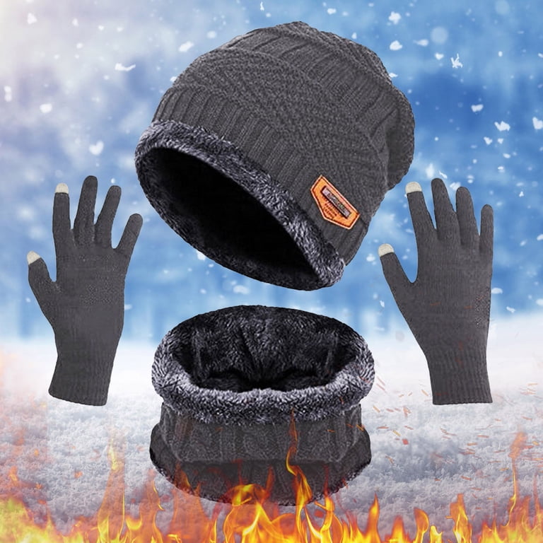 Winter Hat Gloves Scarf Set Women Knit Beanie Neck Warmer Touch Screen Winter Hat Scarf Gloves Set for Women Womens Knit Warm Hat  main image 4