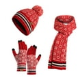 thumbnail image 1 of Lroveb Womens Scarf Hat and Gloves Set Winter New Knitted Scarf Warm Wool Gloves Three Pieces Thermal Outfits, 1 of 3