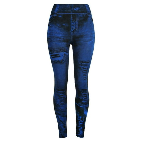 Lroveb Workout Yoga Leggings for Women, Womens Stretch High Waisted Leggings, Jeans Bottom Pants Coloured Hip-up Super Bomb Slim Nine-minute Dark Blue